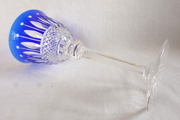 Set of 6 St Louis crystal hock glasses - roemers - Tommy pattern, overlay crystal - signed