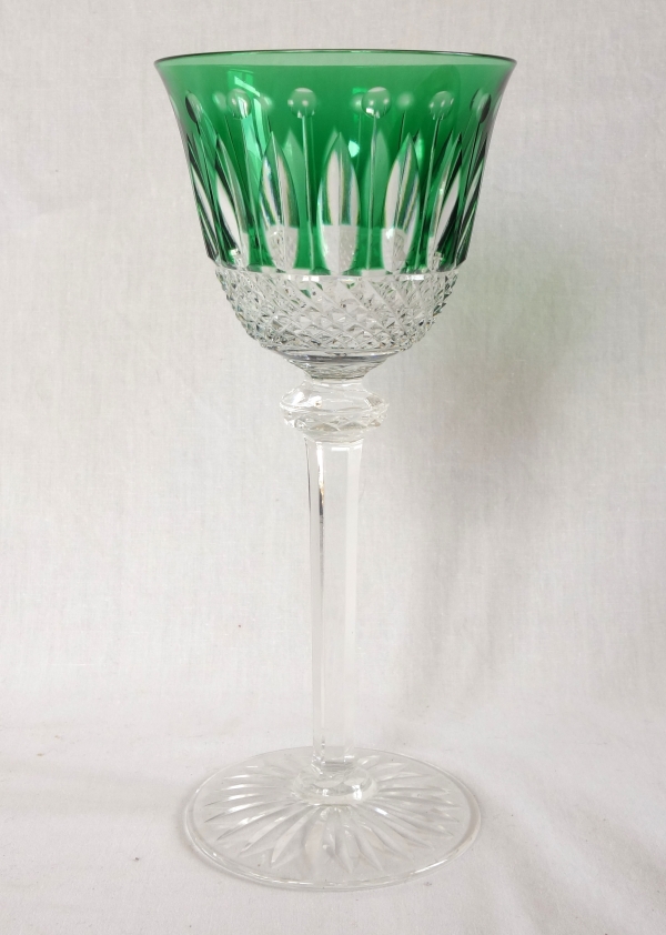 Set of 6 St Louis crystal hock glasses - roemers - Tommy pattern, overlay crystal - signed