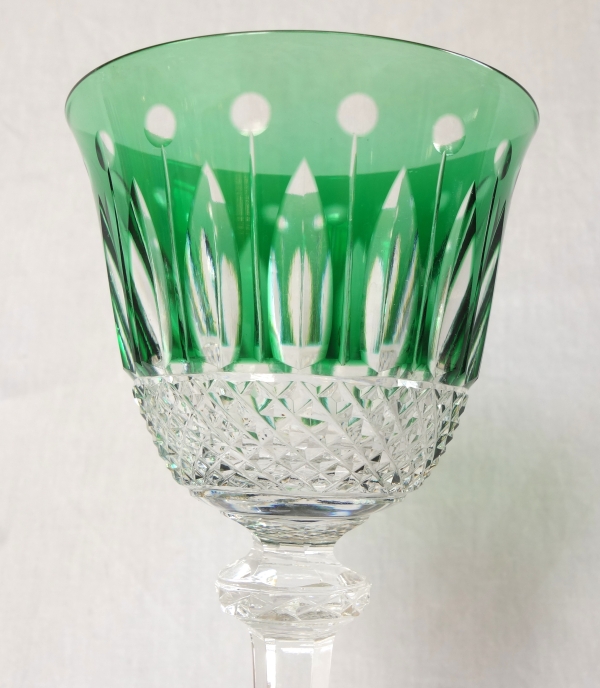 Set of 6 St Louis crystal hock glasses - roemers - Tommy pattern, overlay crystal - signed