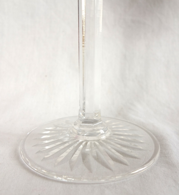 Set of 6 St Louis crystal hock glasses - roemers - Tommy pattern, overlay crystal - signed