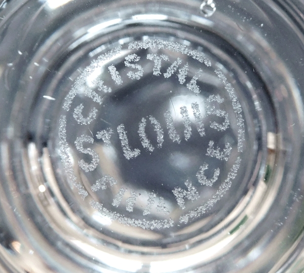 6 verres à vin du Rhin / roemers en cristal de St Louis, modèle Massenet overlay bleu cobalt