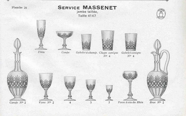 6 verres à vin du Rhin / roemers en cristal de St Louis, modèle Massenet overlay bleu cobalt