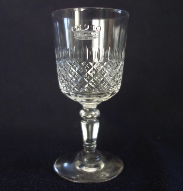 Service à porto en cristal de Baccarat taillé, couronne de Baron