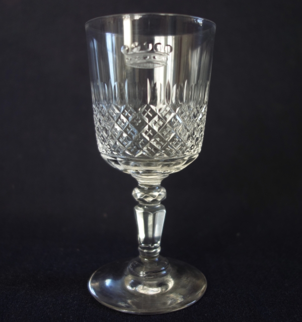 Service à porto en cristal de Baccarat taillé, couronne de Baron