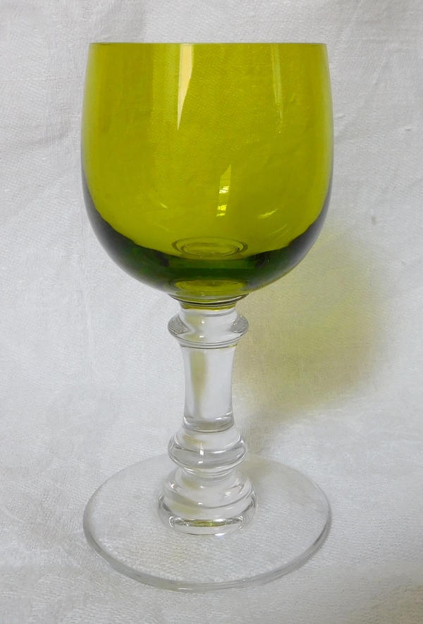 Set of 8 Baccarat crystal port glasses, light green overlay crystal