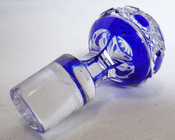 Baccarat overlay crystal perfume bottle, Diamants Pierreries pattern, blue overlay crystal - 14.5cm