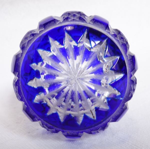 Baccarat overlay crystal perfume bottle, Diamants Pierreries pattern, blue overlay crystal - 16cm