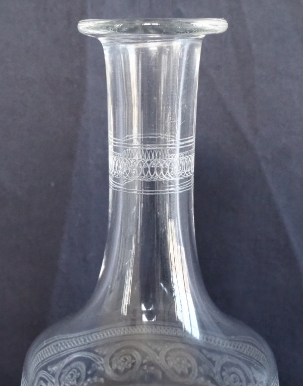 Baccarat crystal wine decanter - engraved Athenian pattern