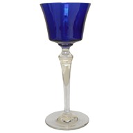 Baccarat crystal hock glass, non-cut Piccadilly pattern, blue cobalt crystal