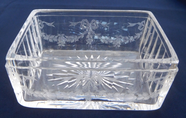 Baccarat crystal and sterling silver box, crown of Prince engraved