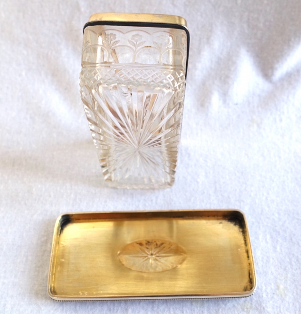 Louis XVI style crystal, sterling silver and vermeil box, late 19th century