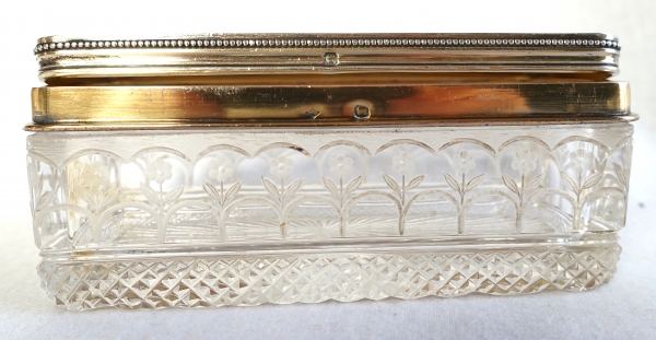 Louis XVI style crystal, sterling silver and vermeil box, late 19th century