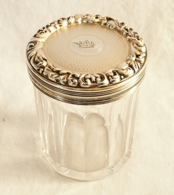 Boîte en cristal de Baccarat en argent et vermeil, couronne de Marquis - poinçon Minerve