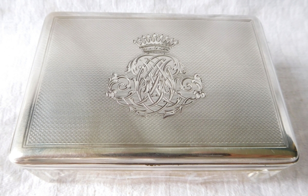 Sterling silver, vermeil and crystal box, crown of count, MC monogram