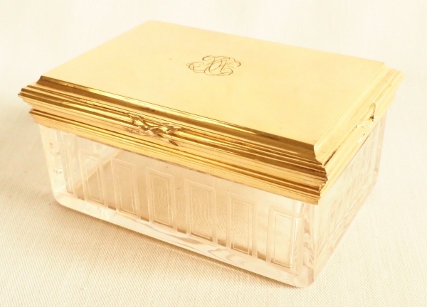 Baccarat crystal and vermeil (sterling silver) cufflinks box signed Gustave Keller
