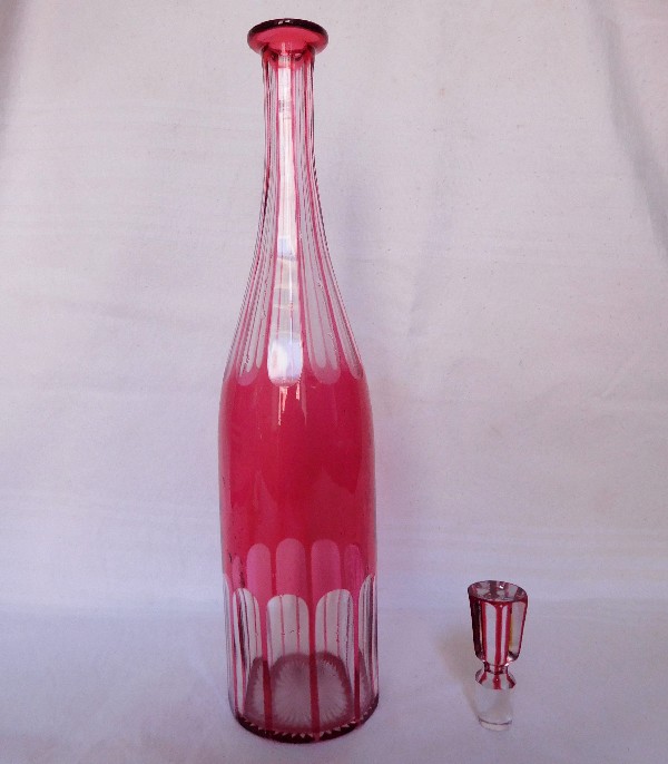 Baccarat pink overlay crystal decanter Bottle