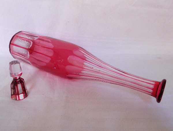 Baccarat pink overlay crystal decanter Bottle