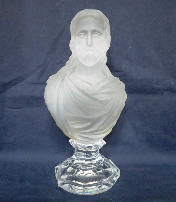 Baccarat crystal bust of the Christ, signed, 19th century production