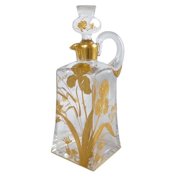 Baccarat crystal whisky bottle, Art Nouveau period - rare thistle shaped stopper