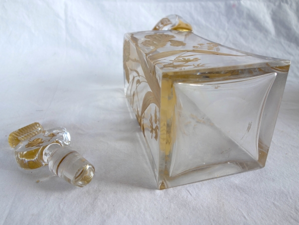 Baccarat crystal whisky bottle, Art Nouveau period - rare thistle shaped stopper