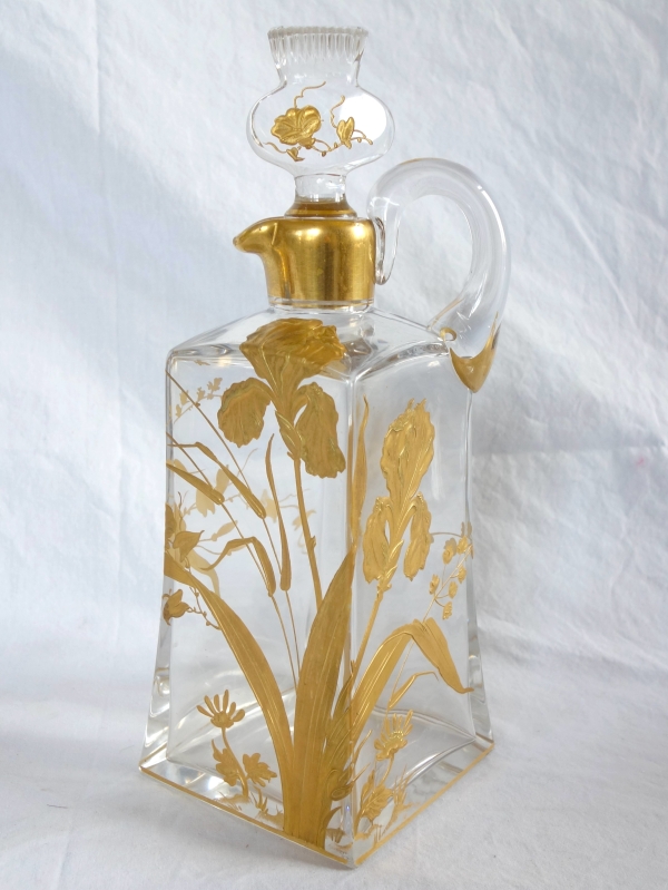 Baccarat crystal whisky bottle, Art Nouveau period - rare thistle shaped stopper