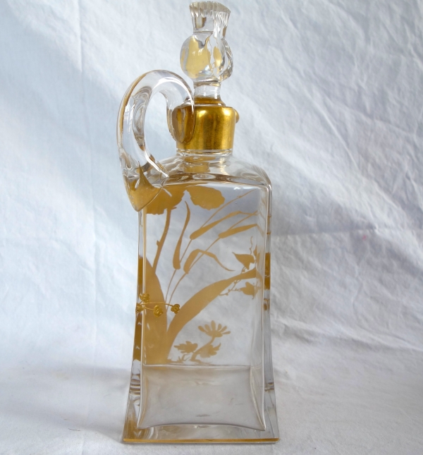Baccarat crystal whisky bottle, Art Nouveau period - rare thistle shaped stopper