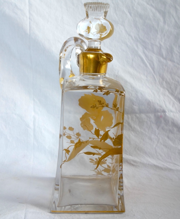 Baccarat crystal whisky bottle, Art Nouveau period - rare thistle shaped stopper