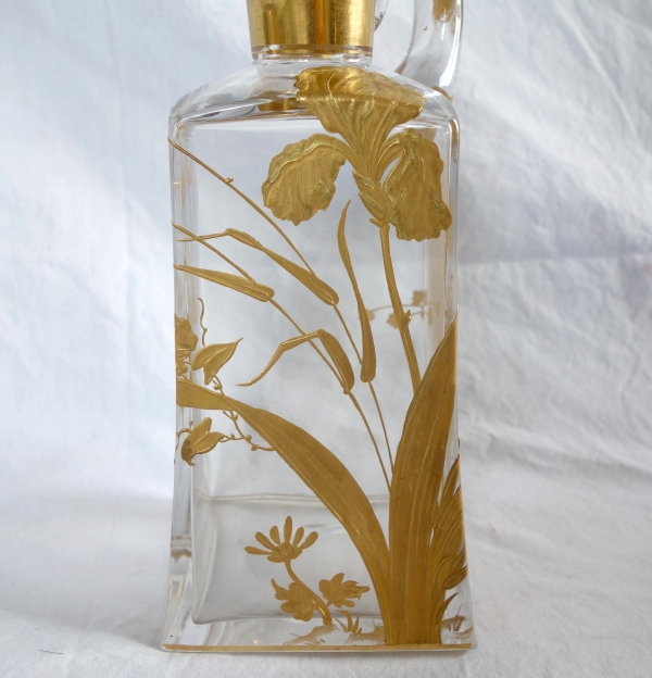 Baccarat crystal whisky bottle, Art Nouveau period - rare thistle shaped stopper