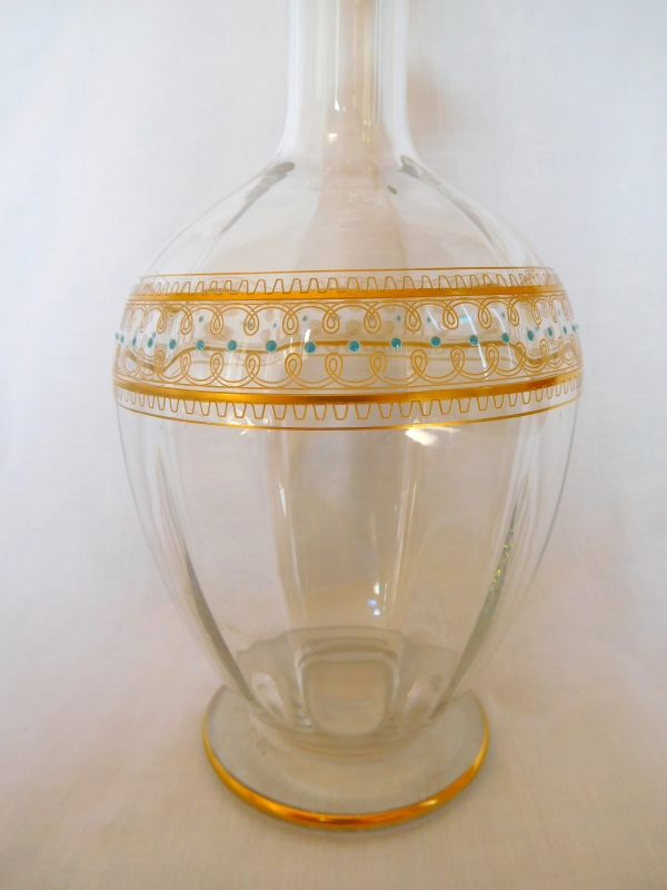 Carafe à vin orientaliste en cristal de Baccarat doré et émaillé - fin XIXe siècle