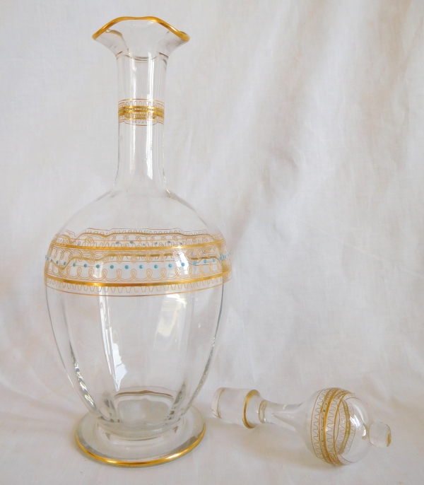 Baccarat crystal orientalist style wine decanter, late 19th century circa 1890
