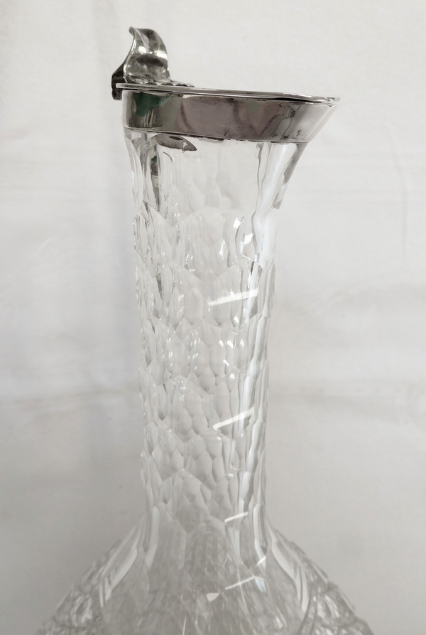 Baccarat crystal decanter, Pontarlier pattern, sterling silver bottleneck stopper