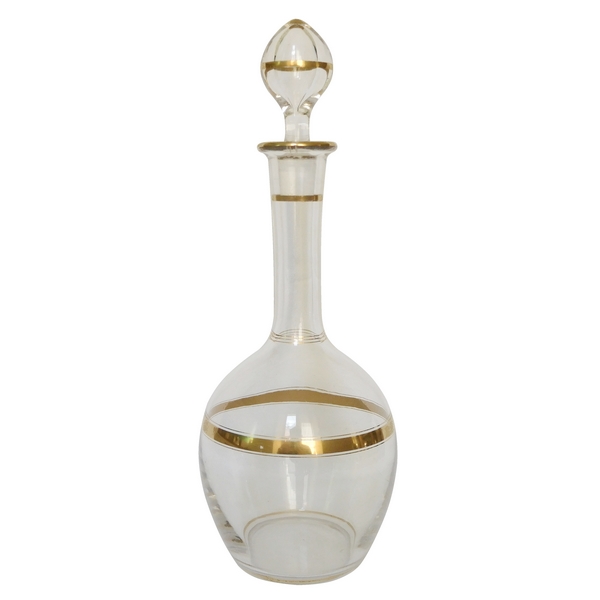 Baccarat crystal wine decanter enhanced with fine gold