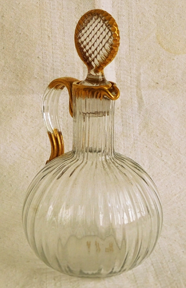Daum crystal liquor bottle enhanced with fine gold, circa 1900 - signed