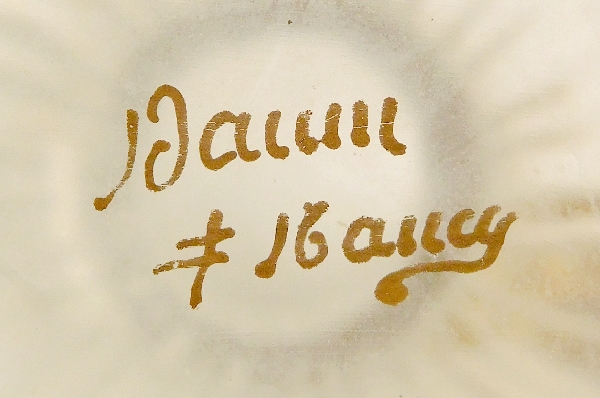 Carafe à liqueur en cristal de Daum doré à côtes vénitiennes, vers 1900 - signé