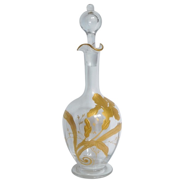 Carafe à liqueur en cristal de Baccarat rehaussé à l'or fin, époque Art Nouveau