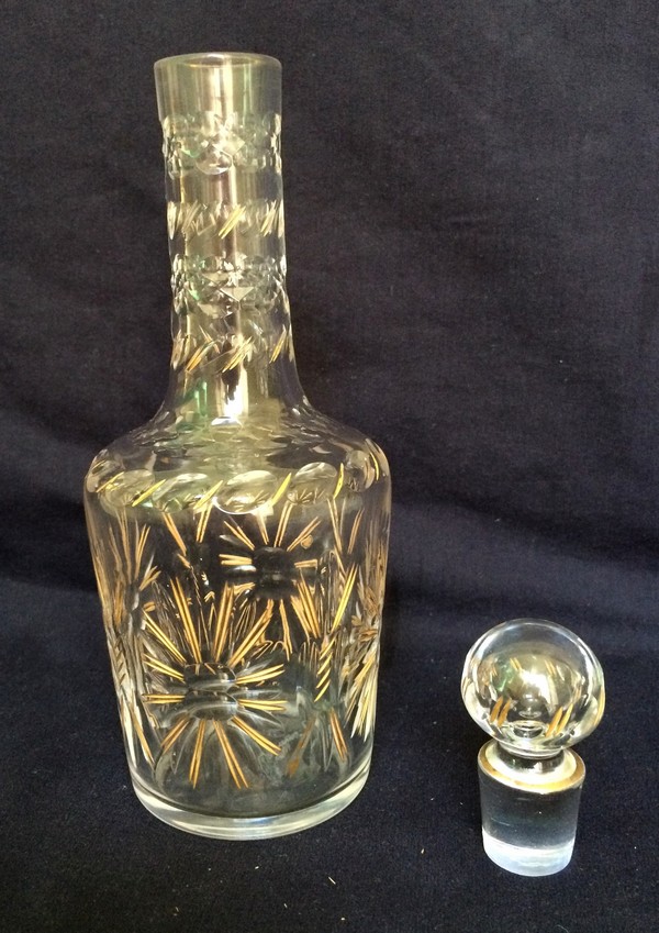 Baccarat crystal liquor decanter enhanced with fine gold