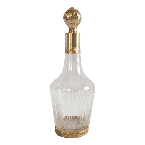 Baccarat crystal and vermeil liquor bottle - sterling silver - late 19th century