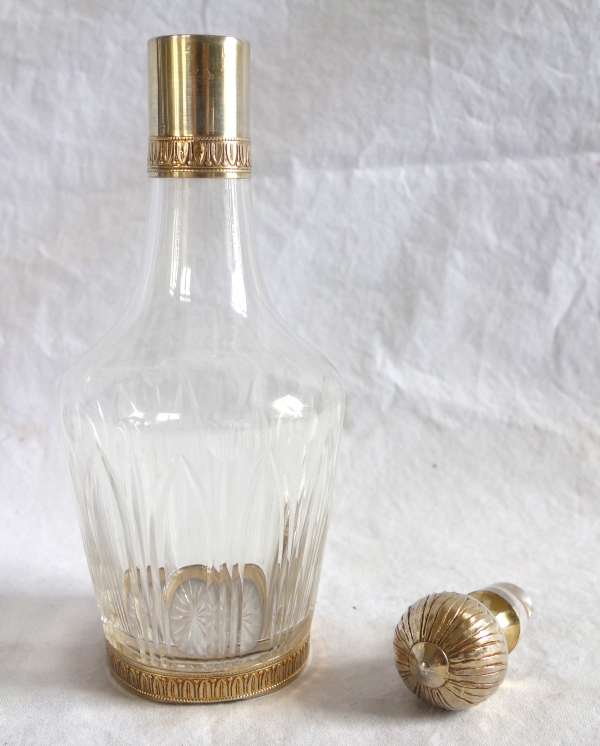 Baccarat crystal and vermeil liquor bottle - sterling silver - late 19th century