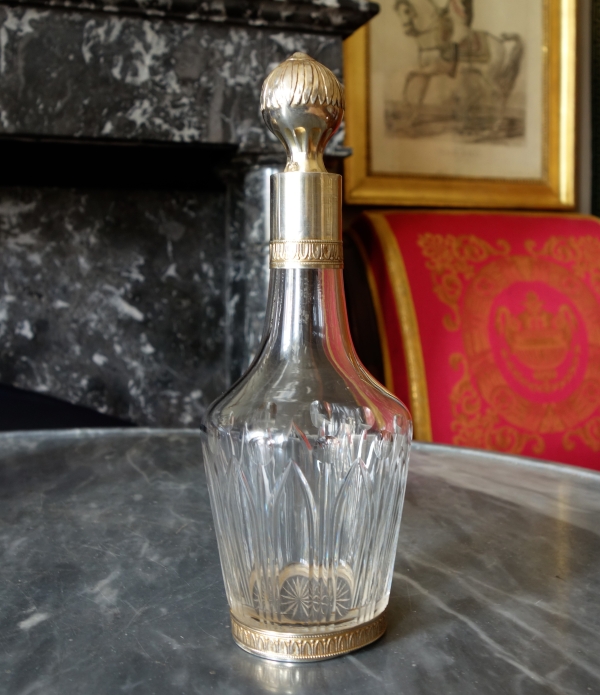 Baccarat crystal and vermeil liquor bottle - sterling silver - late 19th century