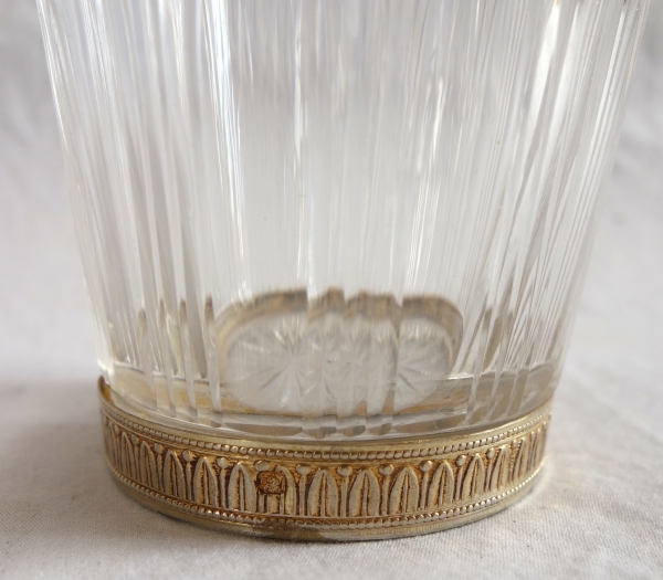 Baccarat crystal and vermeil liquor bottle - sterling silver - late 19th century