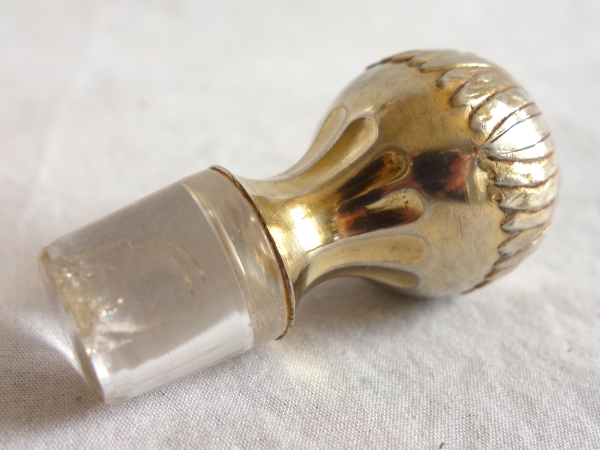 Baccarat crystal and vermeil liquor bottle - sterling silver - late 19th century