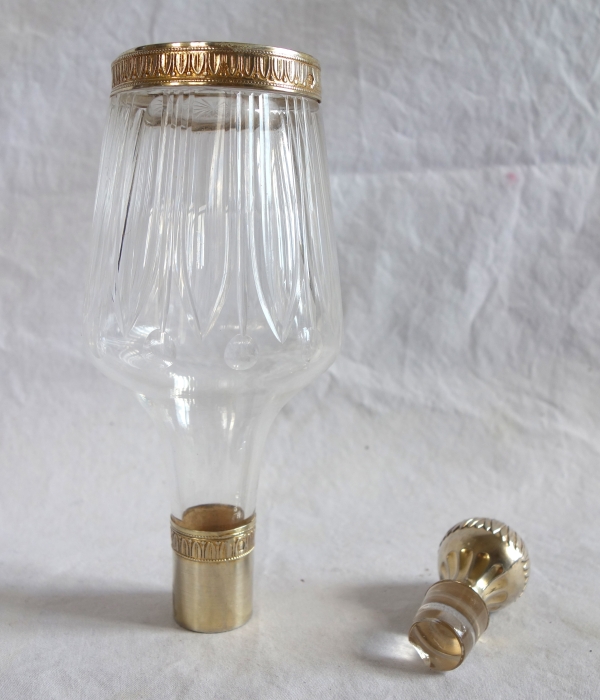 Baccarat crystal and vermeil liquor bottle - sterling silver - late 19th century