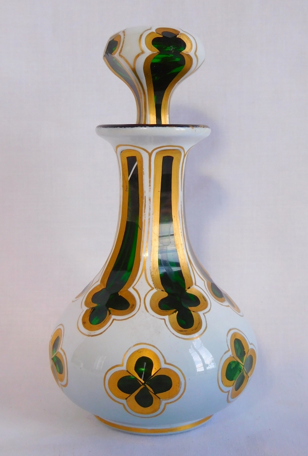 Opaline overlay liquor bottle - France, Charles X period - early 19th century circa 1830