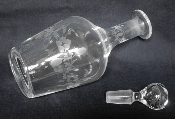 Late 19th century engraved crystal liquor bottle