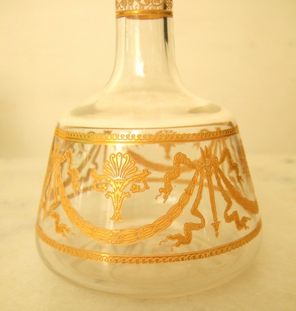 St Louis crystal liquor decanter enhanced with fine gold
