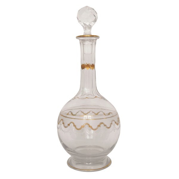 St Louis crystal liquor decanter enhanced with fine gold, Louis XVI style