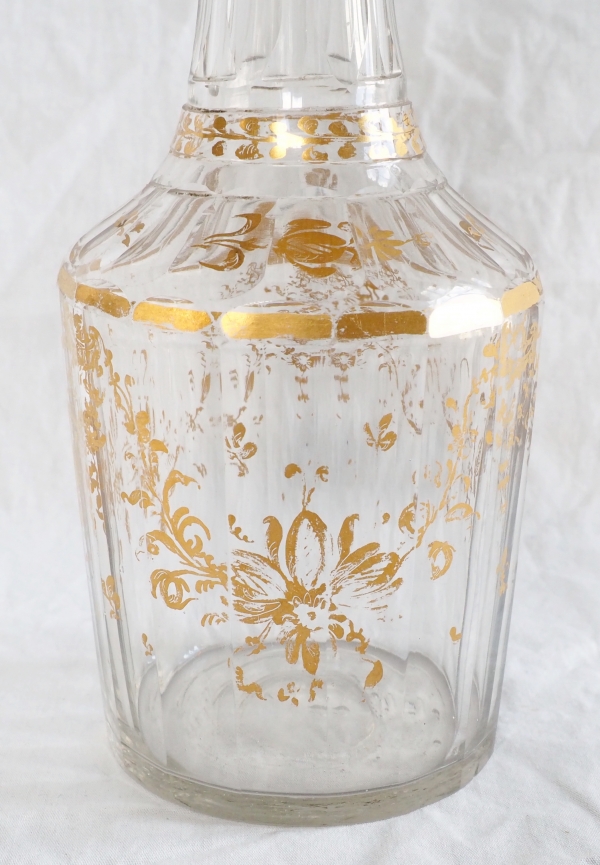 Louis XVI glass liquor bottle enhanced with fine gold - 18th century