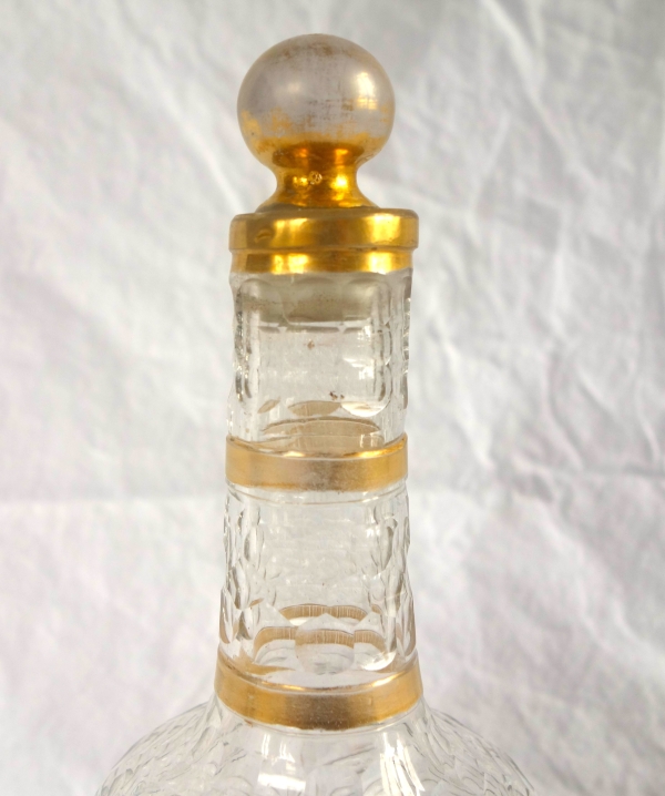 18th century liquor bottle - cut, gilt and enamelled glass