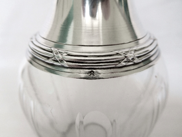 Antique French Baccarat crystal and sterling silver liquor decanter - Ravinet d'Enfert
