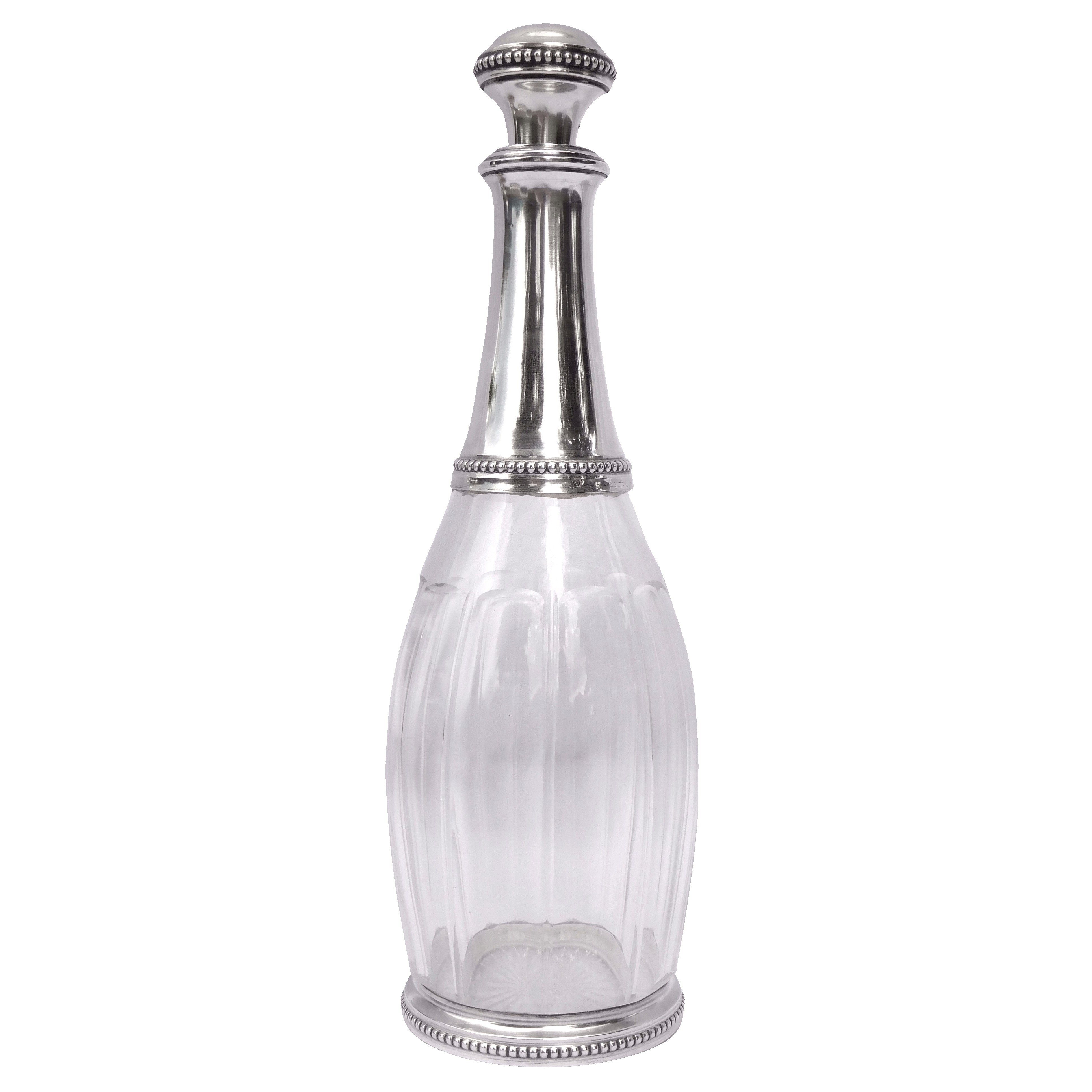 Baccarat crystal and sterling silver wine decanter, Louis XVI style